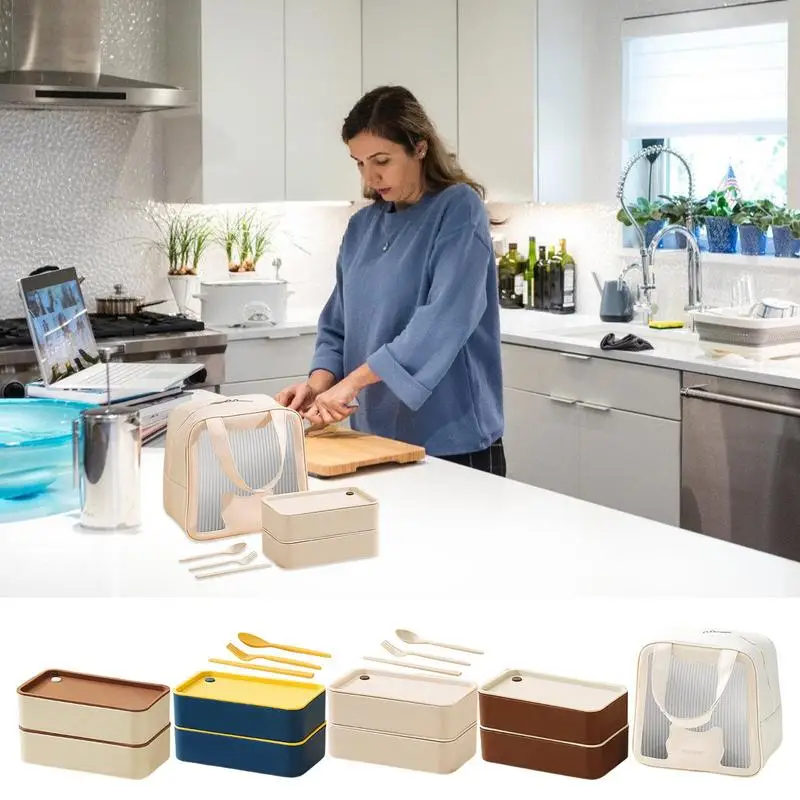 

Single Double Layer Lunch Box Portable Compartment Fruit Food Box Microwave Lunch Box With Fork And Spoon Picnic Fresh Box
