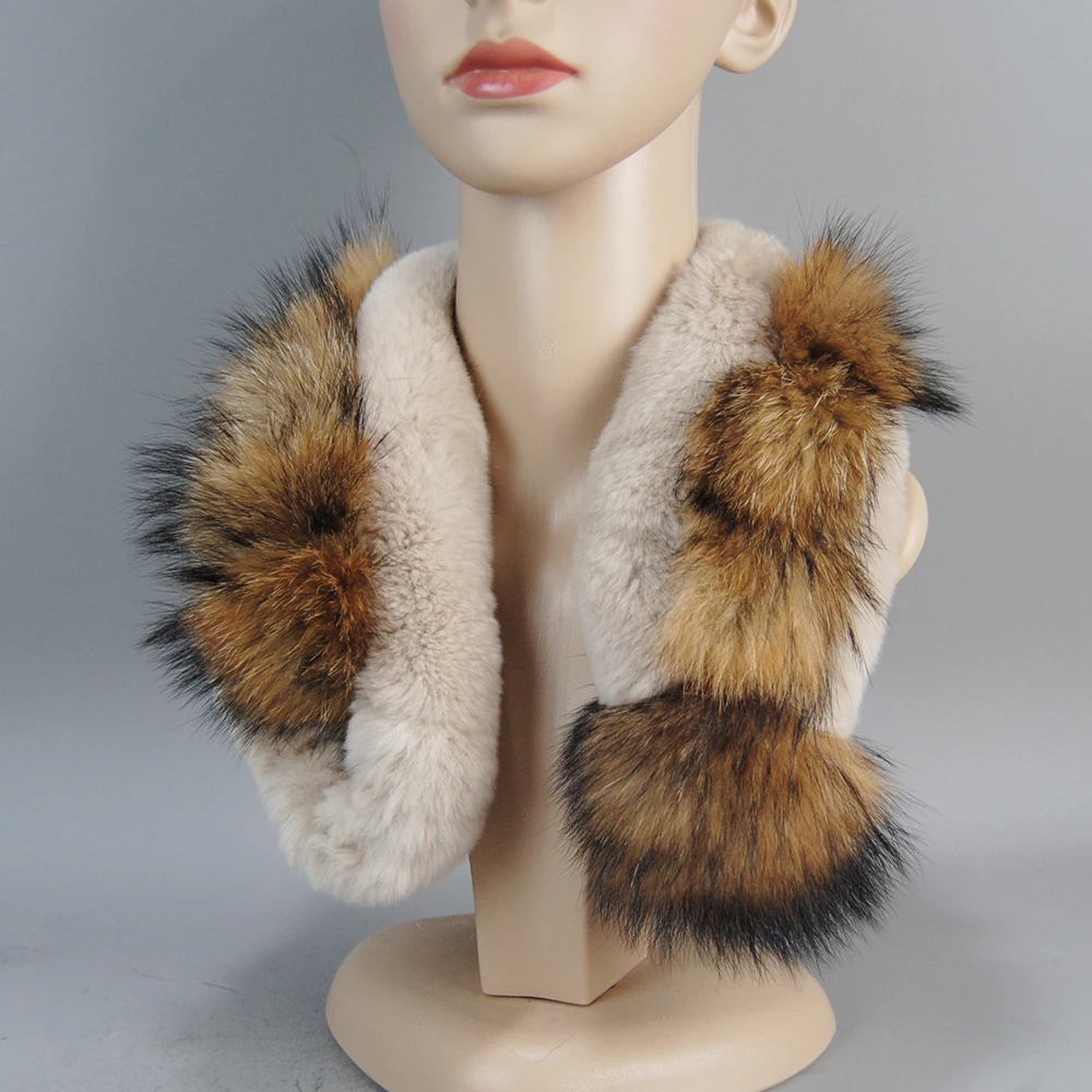 2023 Winter Warm Lady 100% Natural Fur Ball Muffler Fashion Knit Rex Rabbit  Fur Scarves Russia Women Real Rex Rabbit Fur Scarf - AliExpress