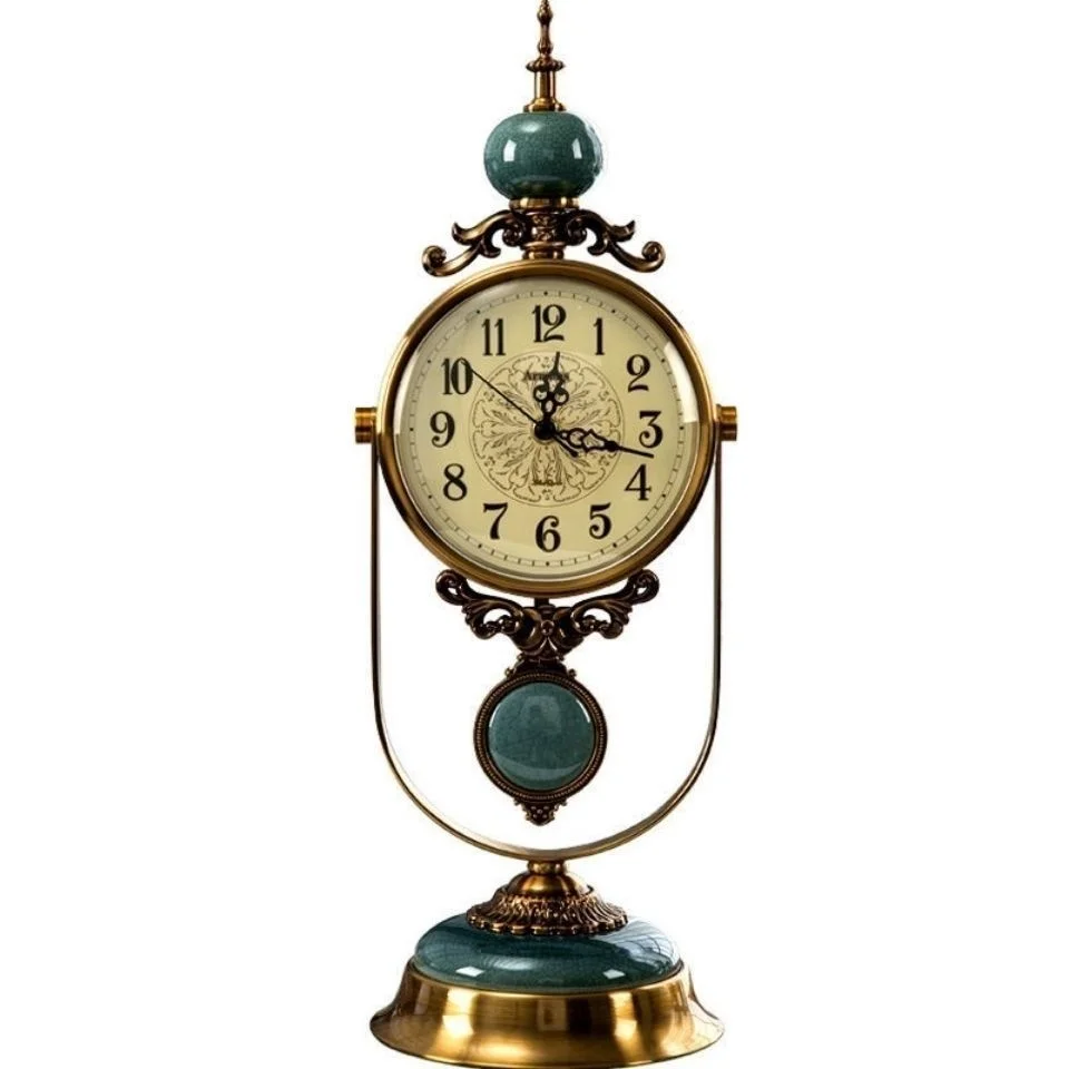 

Retro Table Clock European Style Table Clock Living Room Clock Mute Bedside Table Creative Ornaments Gift Home Decorative