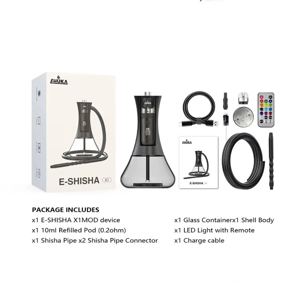 Longmada Electric Hookah Shisha Kit with LED Screen Display for EHUKA, Silver (1 Pcs)