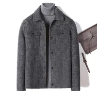 Double Sided Cashmere Jacket Man Sheep Suit Mens Casual Blazer Fashion Cargo Wool Coat Short Cashmere Jackets For Men Blazer 1