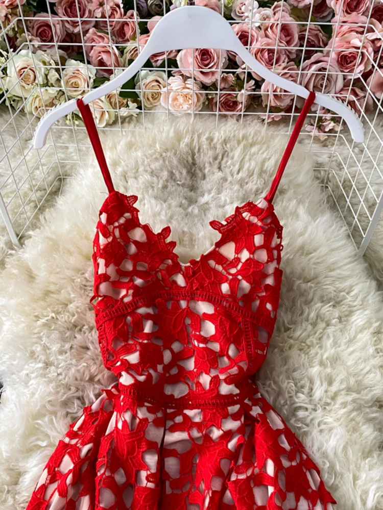 New Women Sexy Dress Vestidos Summer Vintage V Neck Lace