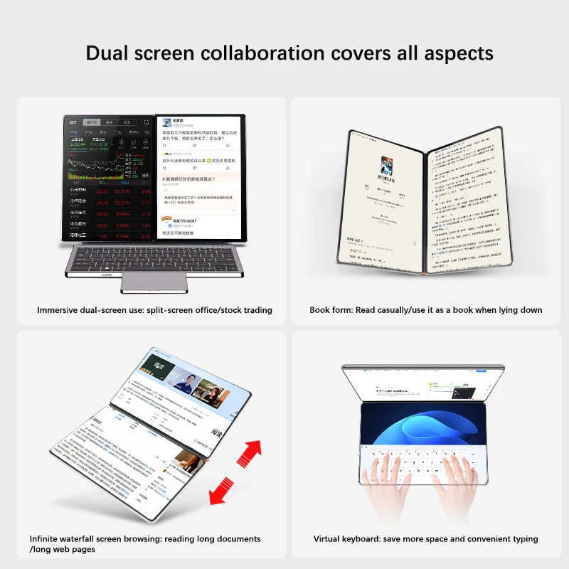 Notebook Laptop YSJMNPC Dual Screen 10.9+10.95 Inch Touch Intel i3 1215U N100 WIFI6 2 in 1 Tablet Computer