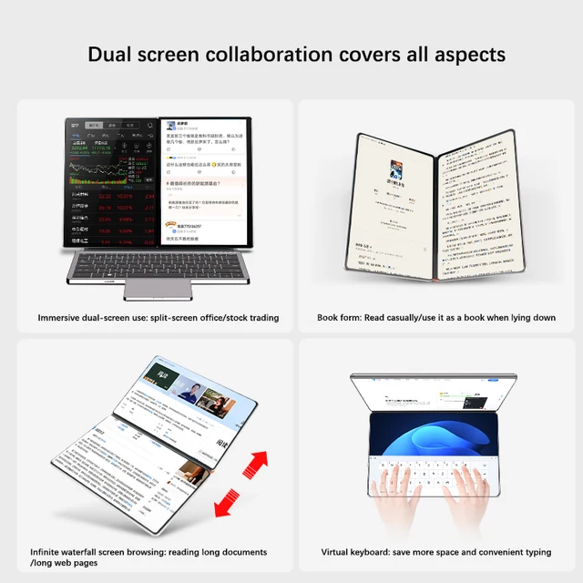 YSJMNPC Dual Screen Laptop 10.9+10.95 Inch Touch Screen Notebook Intel i3 1215U N100 WIFI6 2 in 1 Laptop Tablet Computer 4