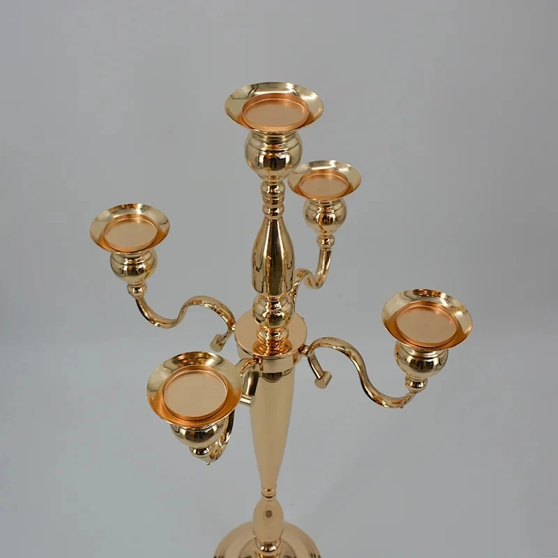 

2/5/10pcs Candle Holders 5-arms Metal Gold Candelabras Crystal Candlesticks For Wedding Event Centerpieces