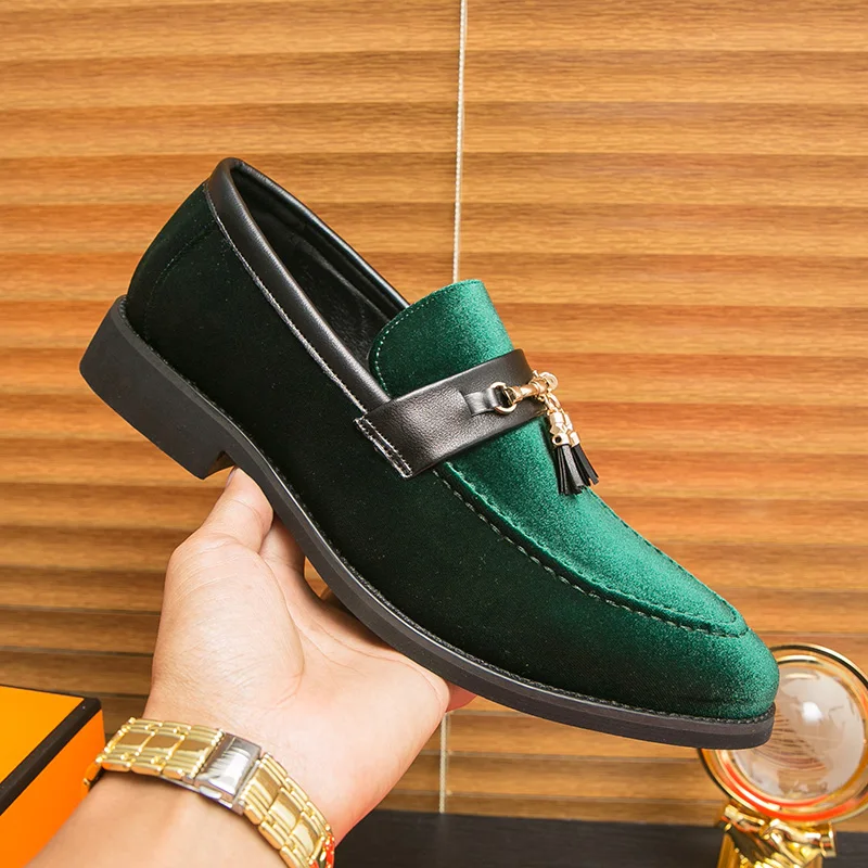Men's Banquet Casual Leather Shoes Business Fashion Oxford Shoes Men Loafers Handmade Business Social Moccasin Suede Dress