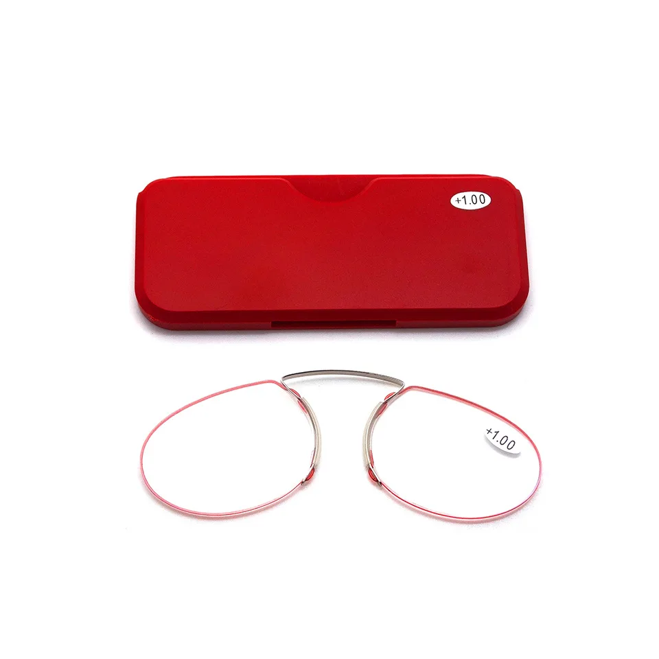 Rimless Foam Nose Clip on Reading Glasses Mini Portable Lazy Glasses Alloy Case Men Women Gafas De Lectura +1 To +3