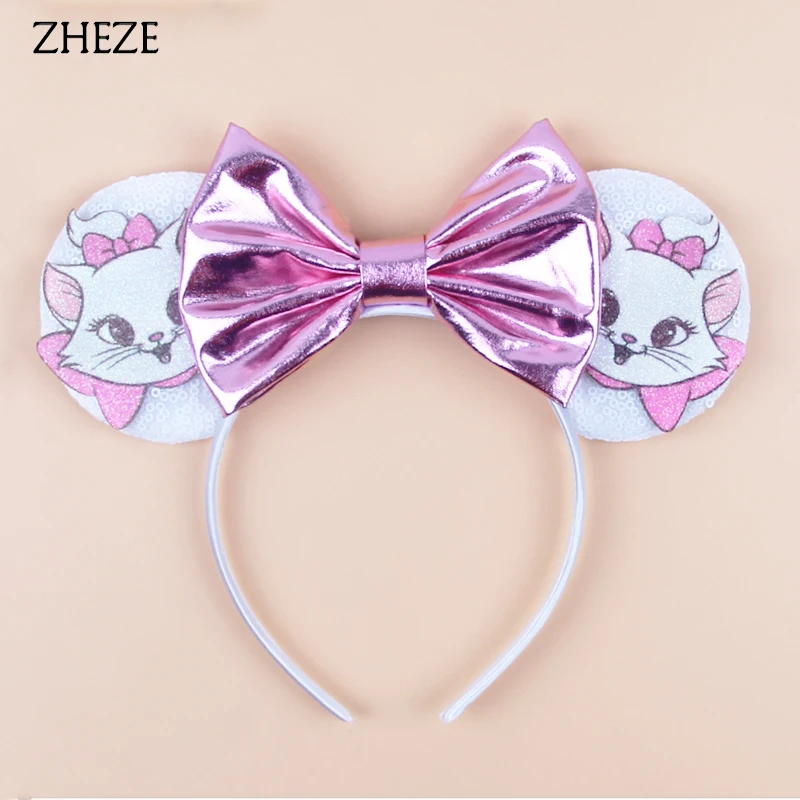 Disney Cartoon Series Orelhas Headband para Meninas, Lantejoulas Bow, Birthday Party Hairband, Festival Cosplay, Acessórios de Cabelo, Bonito, 2024