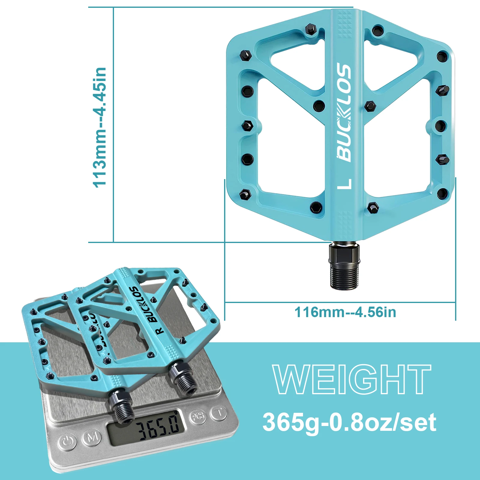 BUCKLOS Durable Nylon Flat Bike Pedals with Sealed Bearings