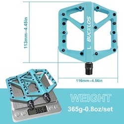BUCKLOS Durable Nylon Flat Bike Pedals with Sealed Bearings (Light Blue)