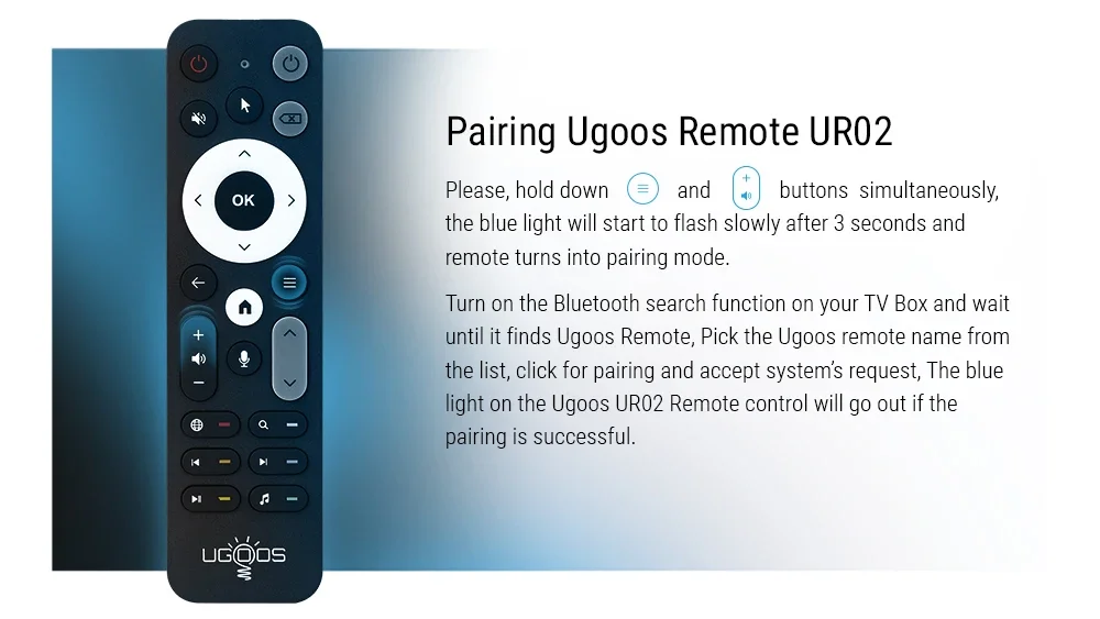 Original UGOOS BT Voice Remote Control Replacement Gyroscope Air Mouse for Ugoos
