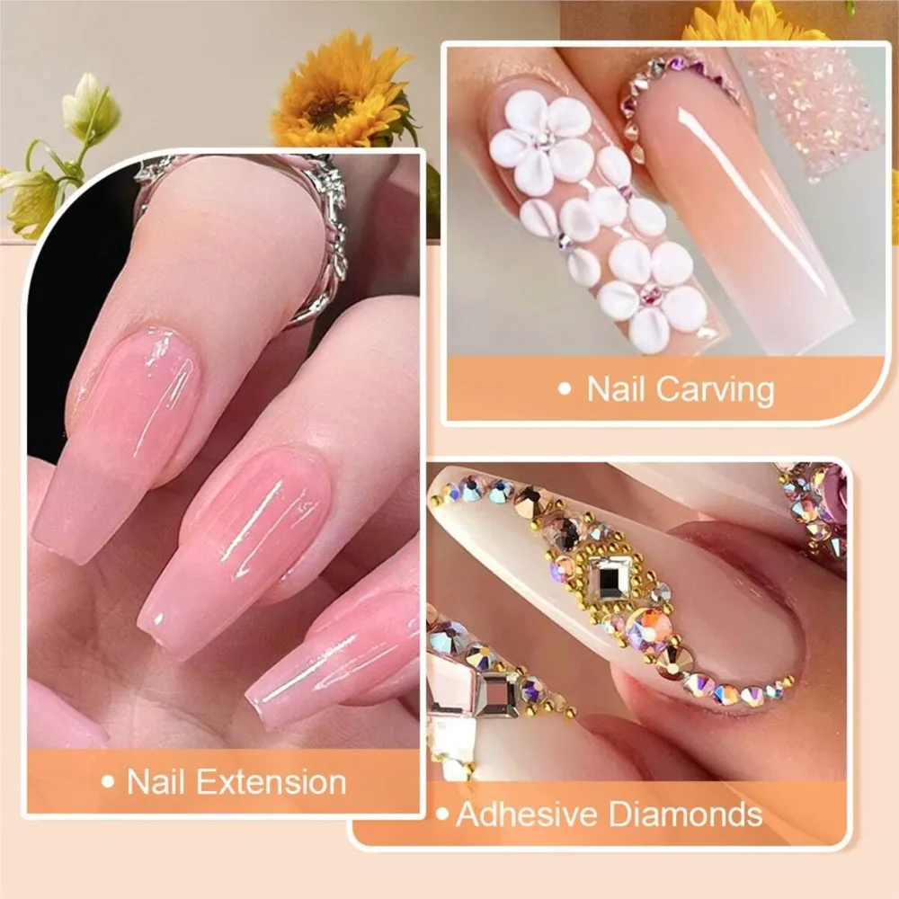 10g/bottle Professional Acrylic Powder Clear White Pink Crystal Powder for Manicure Extension 3D Nail Art Acrylic Polymer