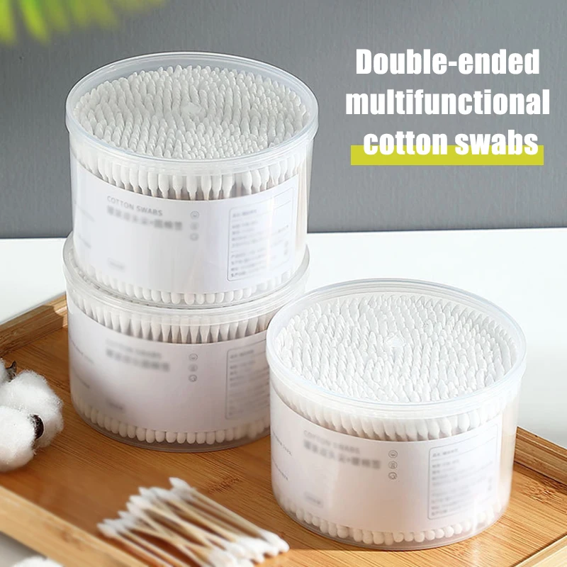 500PCS Disposable Cotton Swab Box With Double End Round Head For Makeup And Makeup Removal Daily Cleaning Pet Care Multi-purpose 2