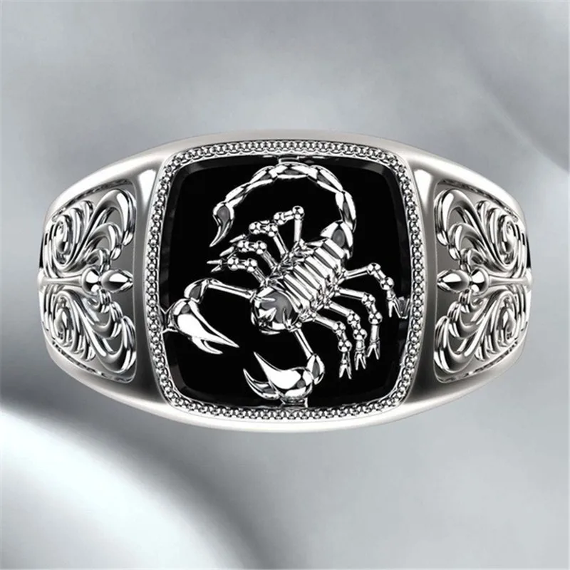 Gothic Style Punk Scorpion Male Retro Ring Scorpion Pattern Rings for Men Jewelry Wholesal