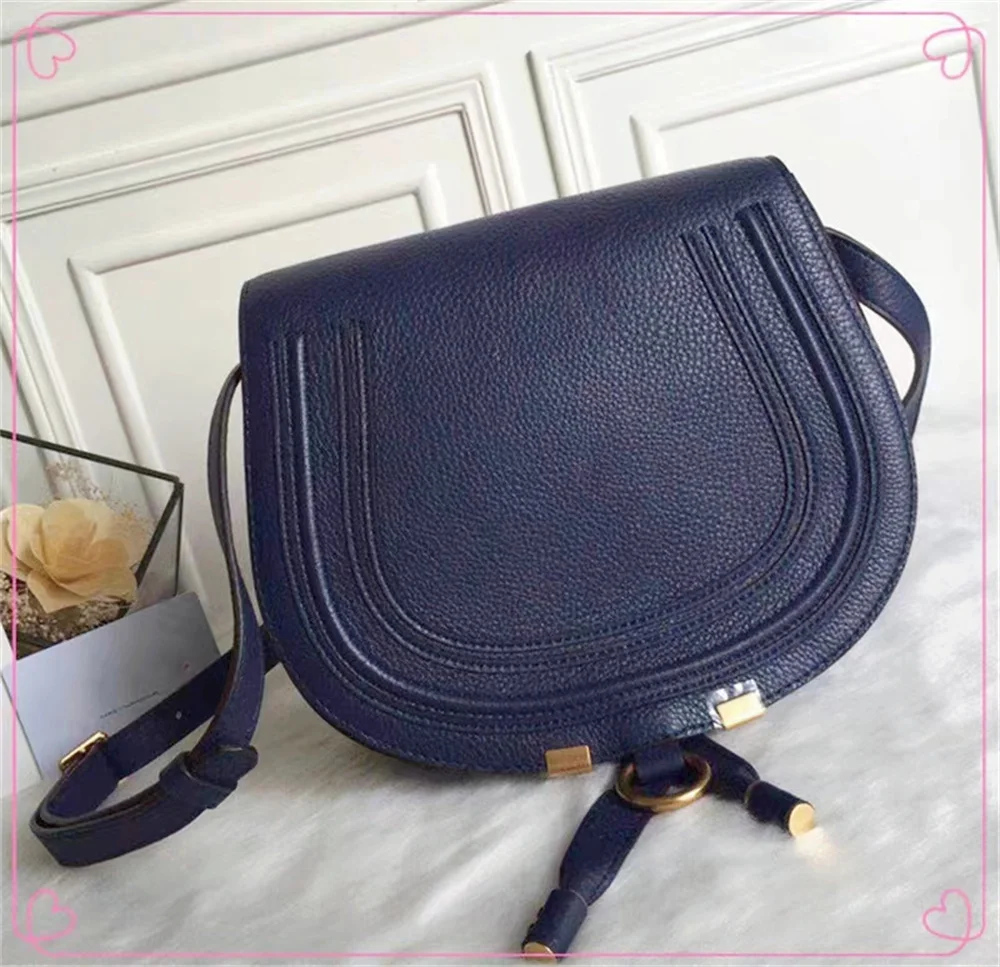 

Classic Saddle Bag for Women 2024 Lychee Pattern One Shoulder Crossbody Bag Flipped Real Leather Bag Vip Bags