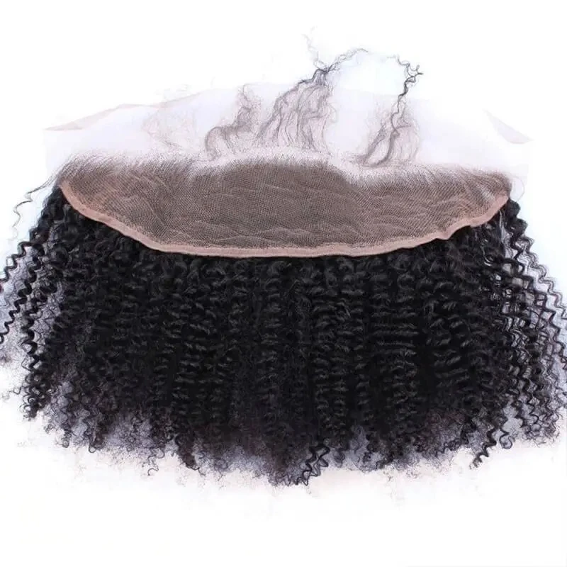 Afro Kinky Curly Lace Frontal 13x4 Ear To Ear Brazilian Remy Hair 150% Density
