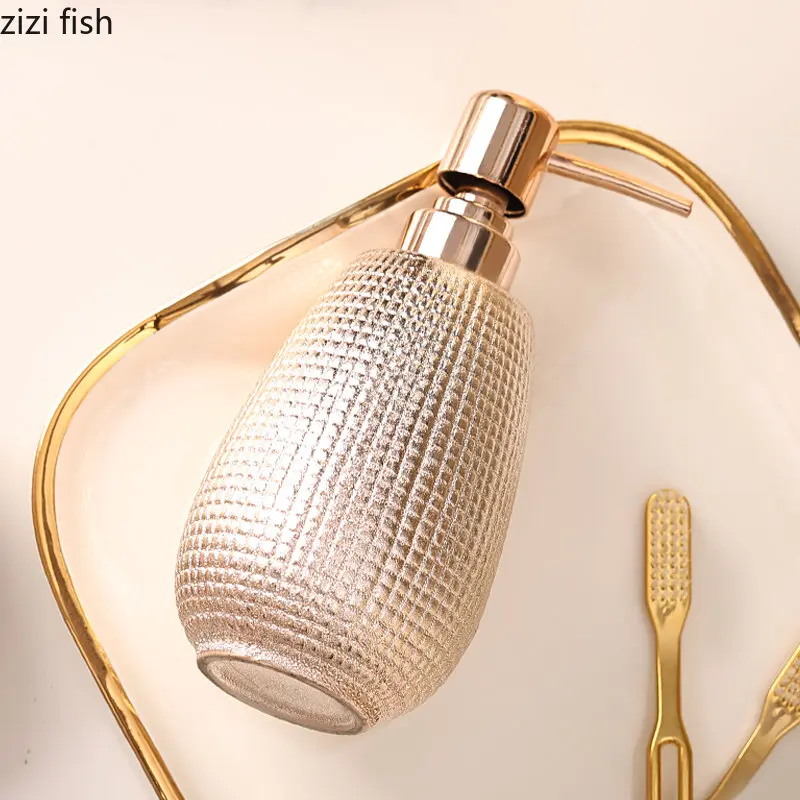Rose Gold Ceramic Lotion Bottle Mouthwash Cup Toothbrush Holder Home Bathroom Accessories Set Shampoo Body Wash Bottle Soap Dish bathroom accessories set