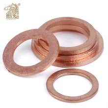 Arruela de cobre sólida para anel de vedação, anel chato de vedação para arruelas, com 10-50 peças, m5 m6 m8 m10 m12 m14 m16 m18 m20 m22