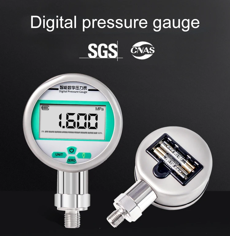 Battery Powered Stainless Steel Intelligent Digital Display Pressure Gauge High-