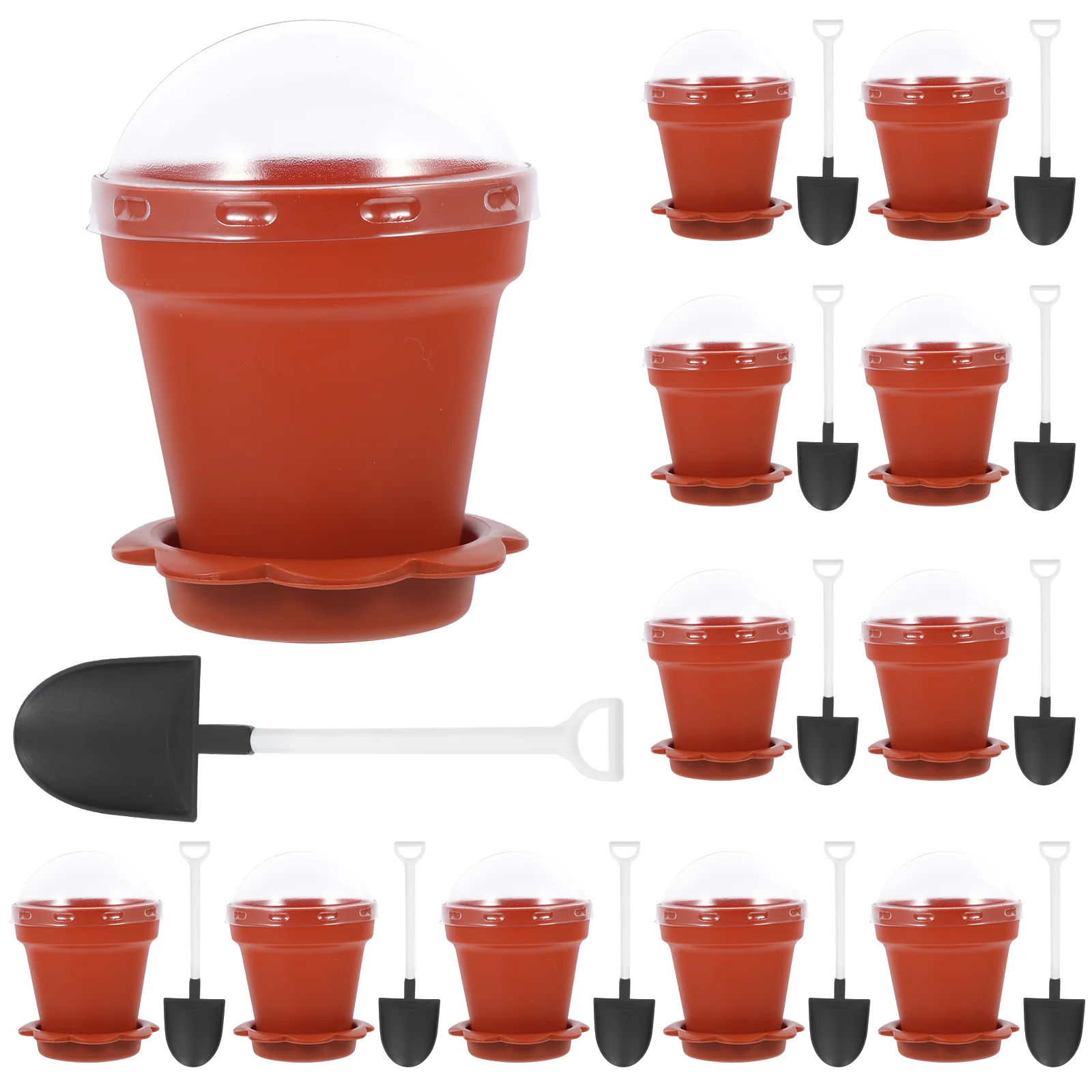 Flower Pot 20 Sets Brown Plant Nursery Pot With Spade Small Flowerpots Dessert Cups Ice Cream Cups Yogurt Cake Mousse Cake