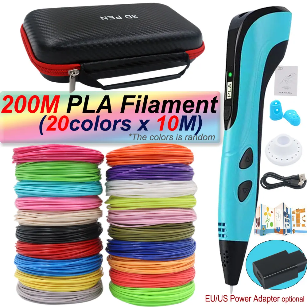 3D Printing Pen Set for Children with Power Adapter 30Colors PLA Filament Travel Case