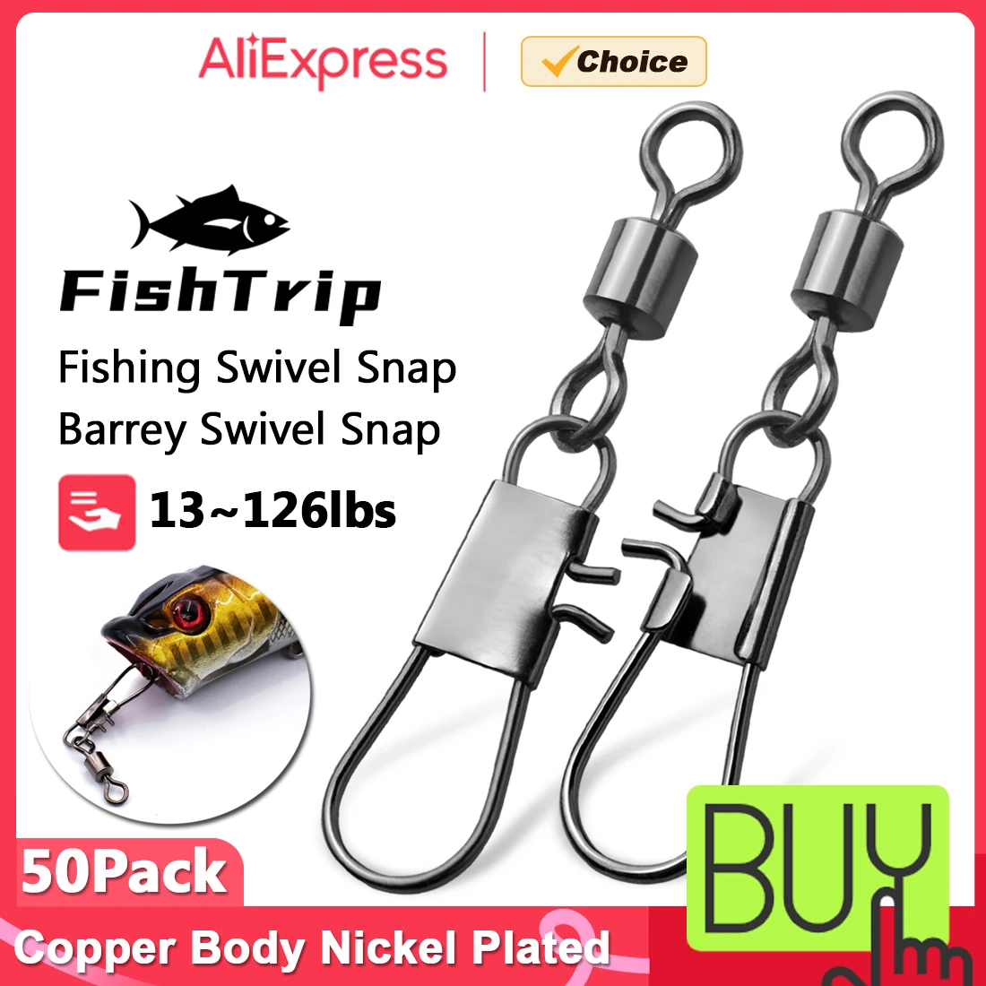 FishTrip Fishing Swivel Snap - Connecteur Rapide Acier Inoxydable pour Changement de Leurres Instantané