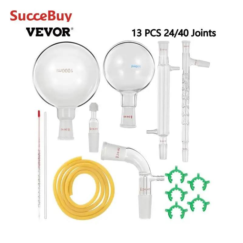 Laboratory Glassware Kit lab glass supplies 13/29/32 PCS Chemistry Distiller 24/40 Joints Flask Mortar and Pestle School Supplies Equipment