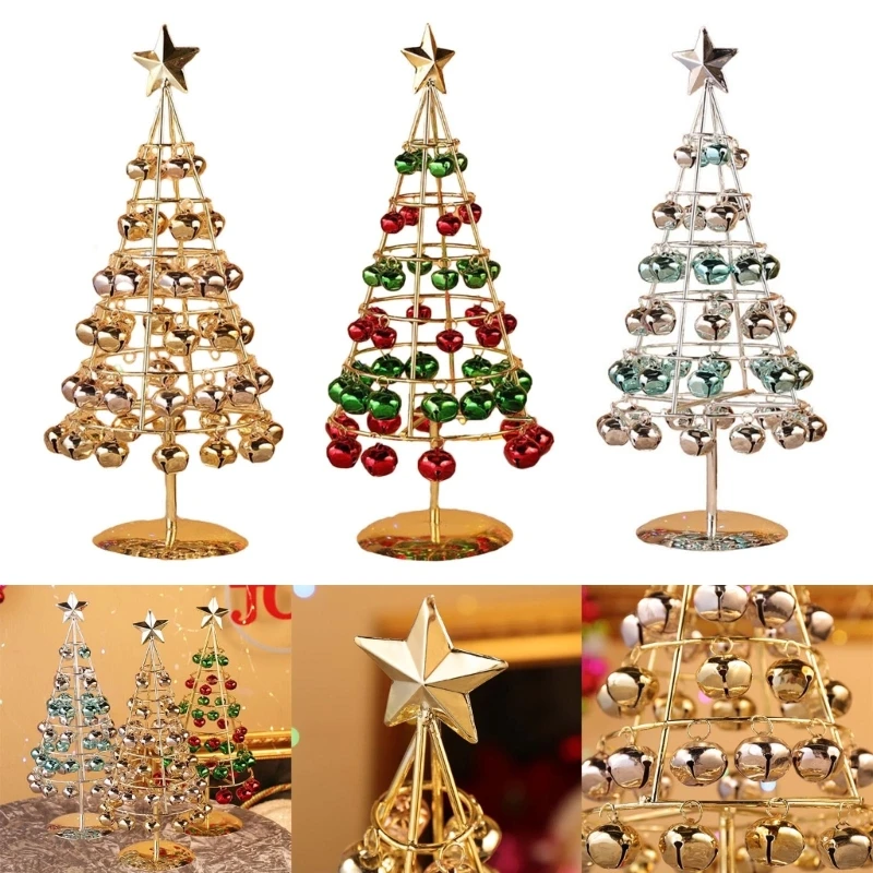 

39cm/15.4Inch Elegant Mini Metal Artificial Christmas Tree with Colorful Bells Festive Tabletop Decor Fine Craftsmanship