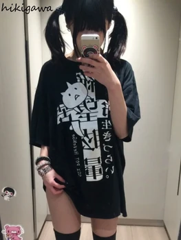 Y2K Women Clothing Cotton T Shirts Print Short Sleeve Casual Tees Fashion Japanese Camisetas Ropa Mujer Summer Oversized T-shirt 1
