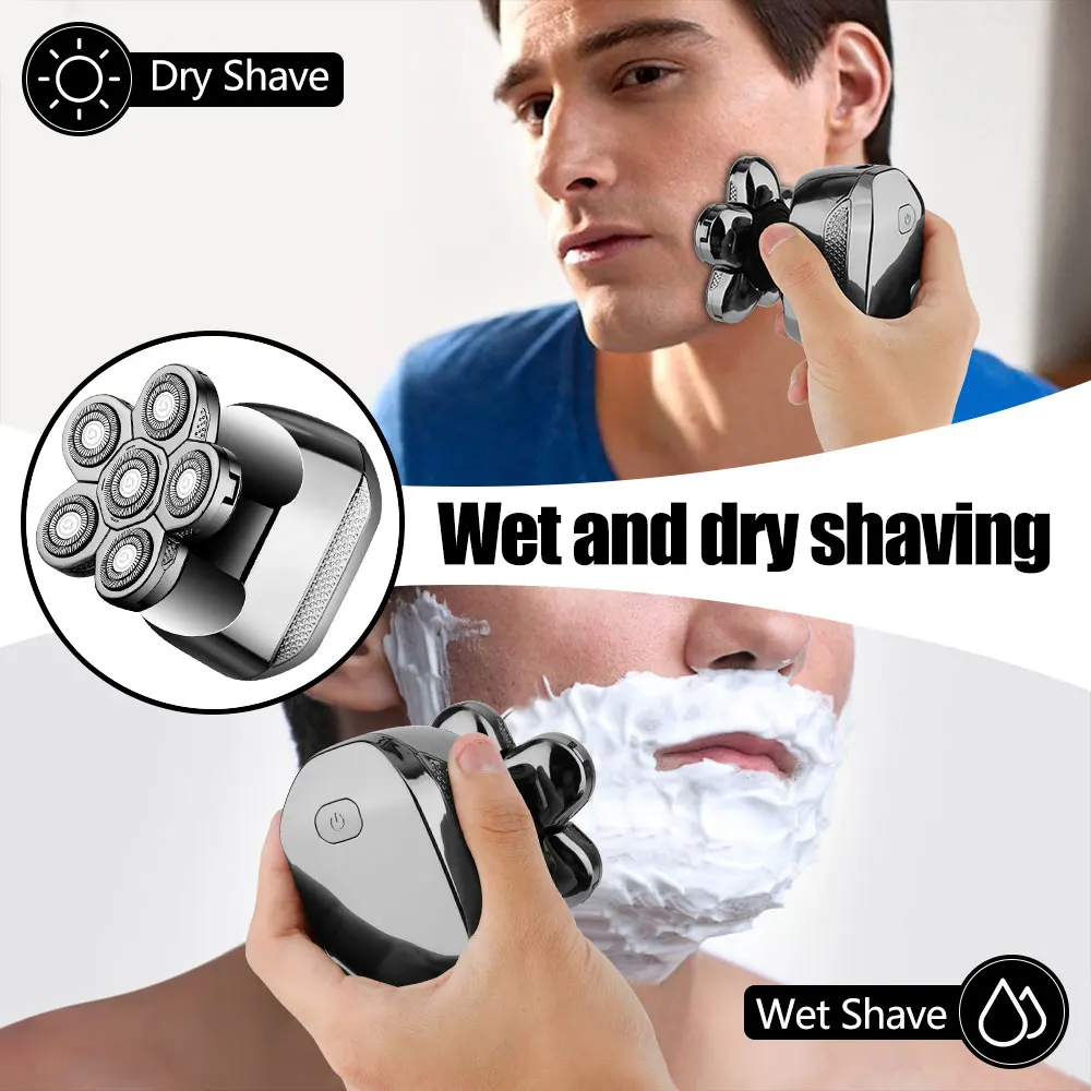 hiena 4D Head Shavers for Bald Men, Upgraded 9 Floating Heads 6-in-1 Rechargeable Waterproof Wet Dry Bald Head Shavers for Men 5