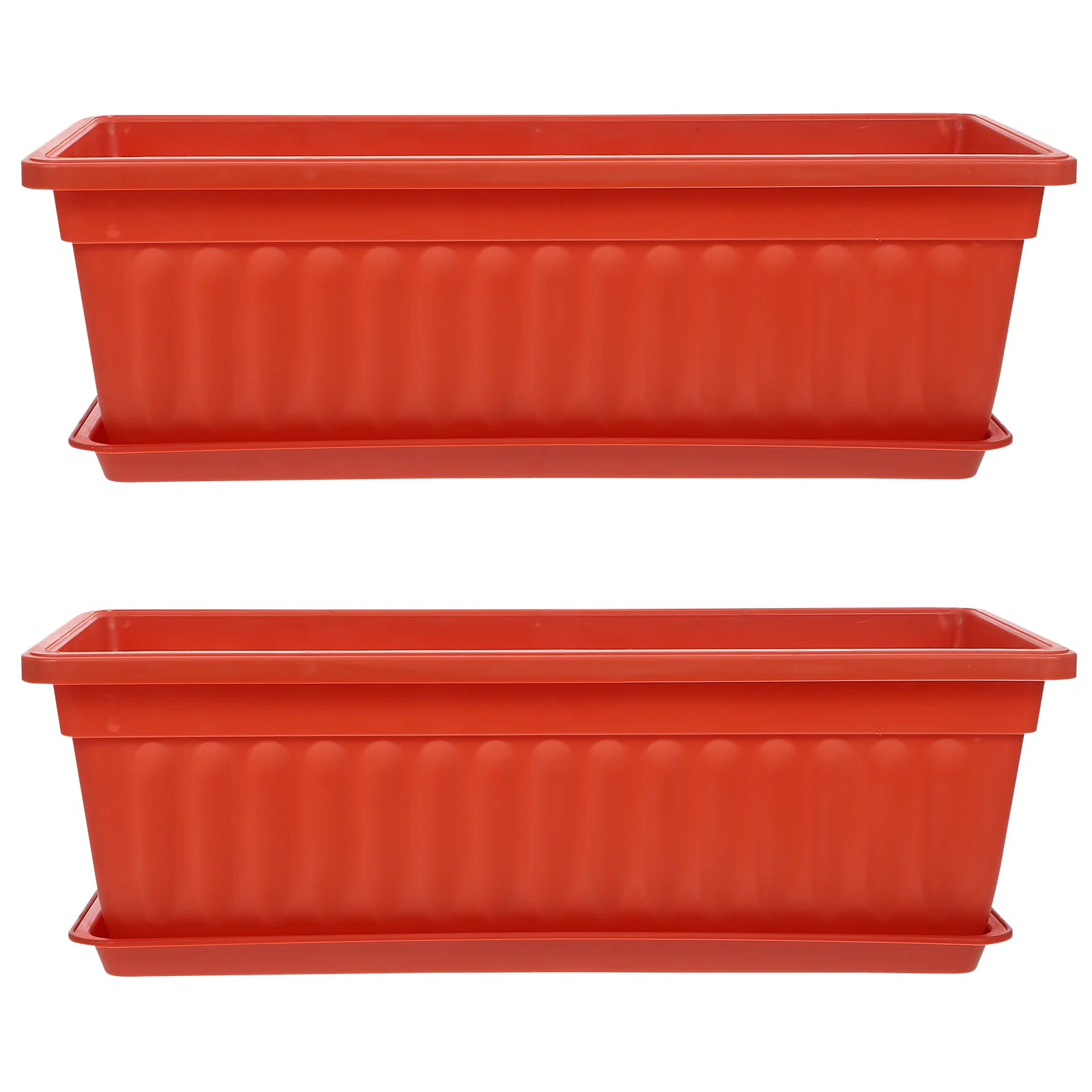 

Window Box Planter 2Pcs Plastic Rectangular Flower Pot Vegetable for Windowsill and Patio Garden