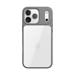 Shockproof Hybrid Guard Case with High Transparent Back Cover for iPhone 17 Pro Max (Grey Case)