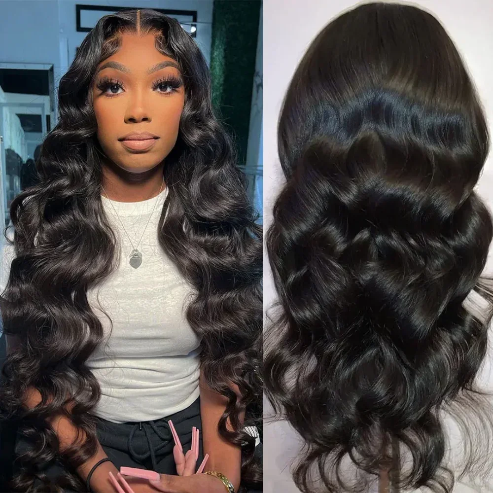 Nuove Parrucche Sintetiche Body Wave 13*4 con Frontale in Pizzo, Parrucca Lunga Senza Colla con Frontale in Pizzo, con Attaccatura Naturale Pre-Pizzicata e Baby Hair - immagine 5