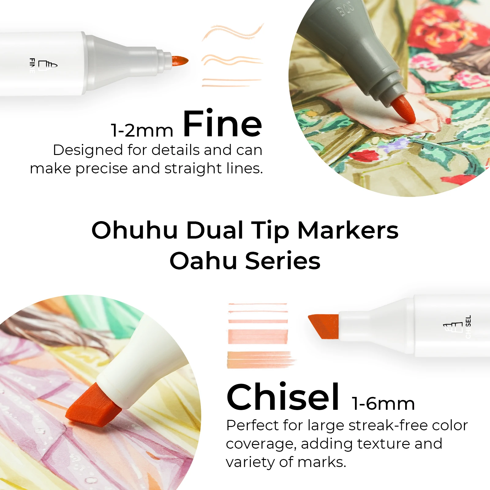 Ohuhu Oahu Marker Pen Set 36 Skin Tone Colors Alcohol Art Markers Dual Tips Felt Pen Sketching Drawing Graffiti Manga School Art