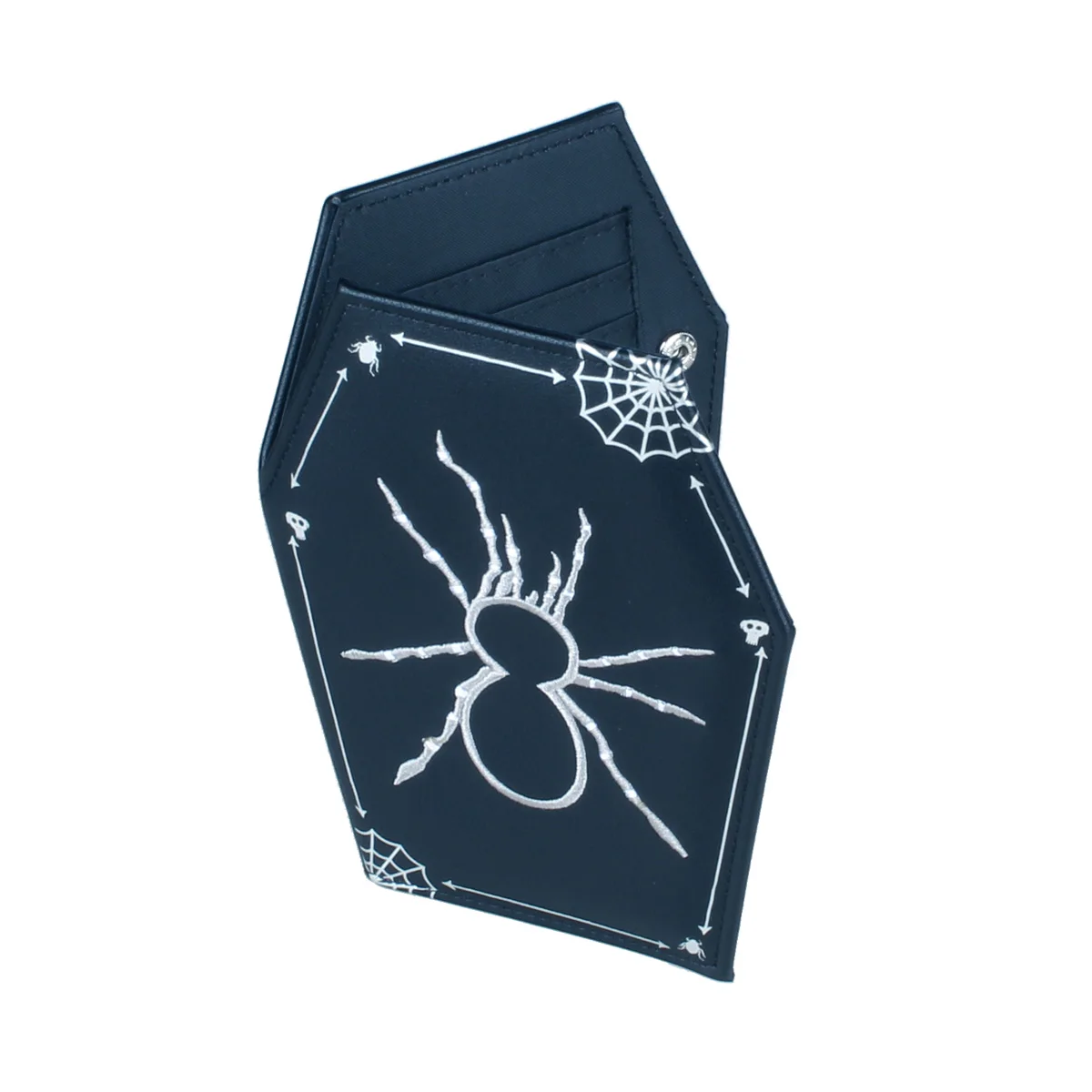 Spider Embroidery Wallet, Coffin shaped Zero Wallet, Halloween themed Party ID Credit Card Holder
