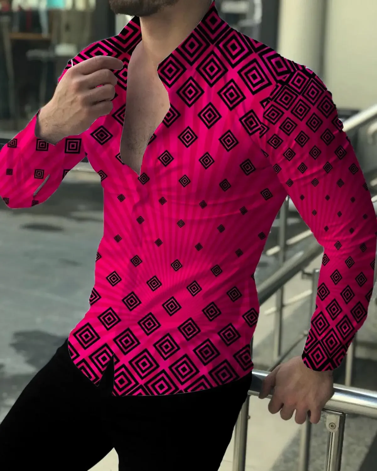 2023 New Fashion New Fashion Men's Shirts Single Breasted Shirts Pattern Printed Long Sleeve Tops Men's Cardigans