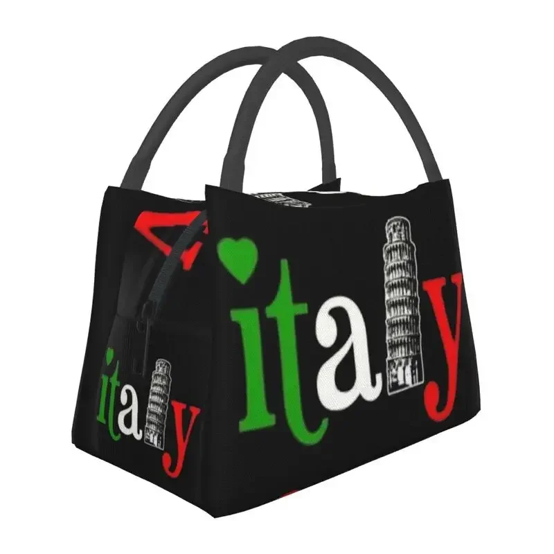 

Italian Italy Flag Portable Lunch Boxes Leaning Tower Cooler Thermal Food Insulated Lunch Bag Travel Work Pinic Container