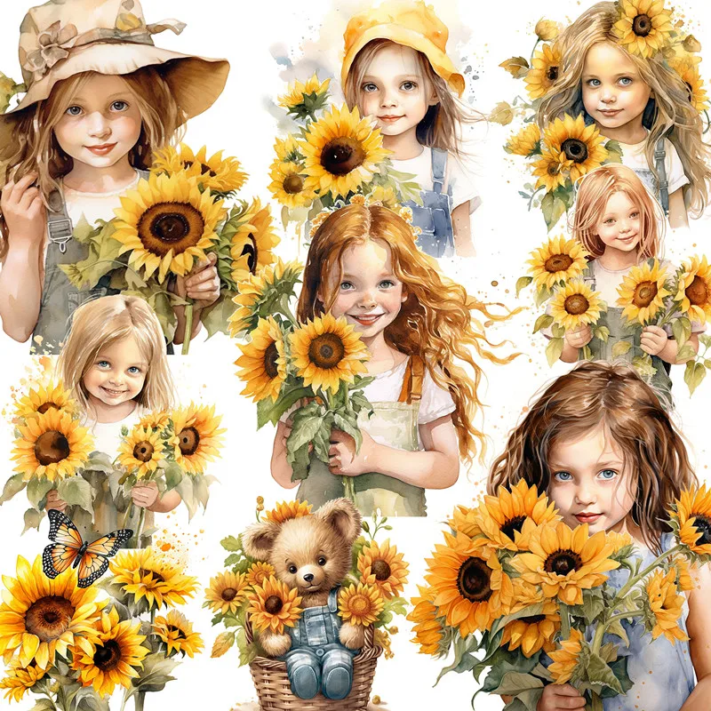 

Подсолнухи девушка наклейки поделки и скрапбукинг наклейки детские игрушки наклейки DIY Канцтовары