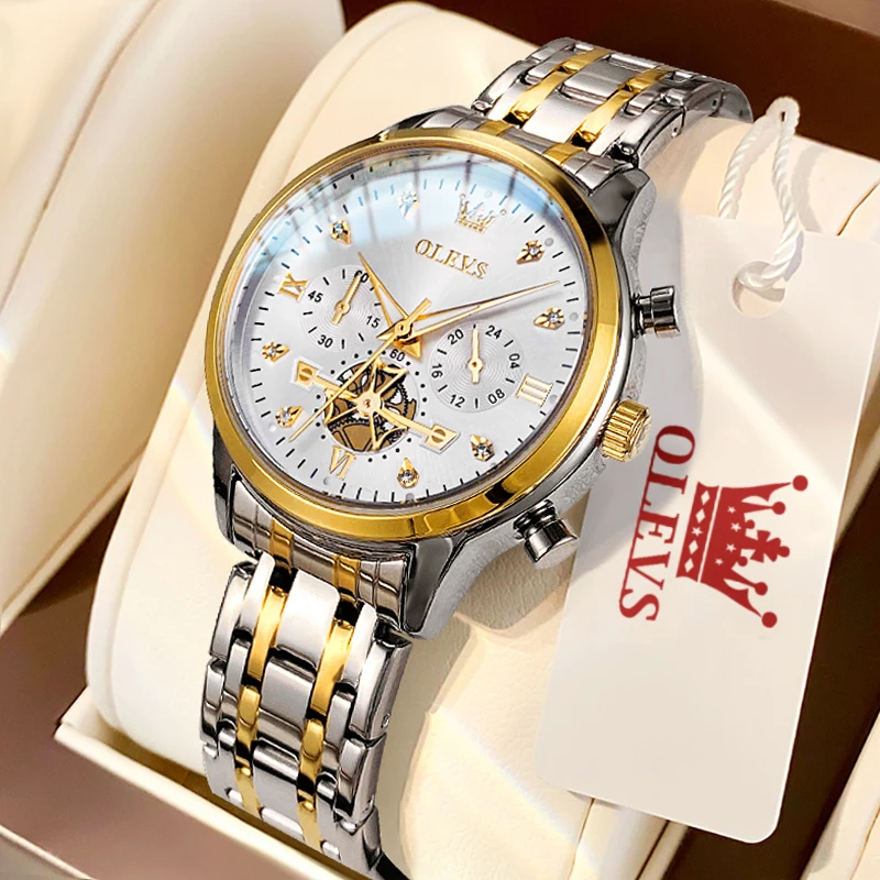 

OLEVS Women's Watches Elegant Fashion Original Quartz Female Wristwatch Multifunction Chronograph Waterproof Luminous 24 Hour