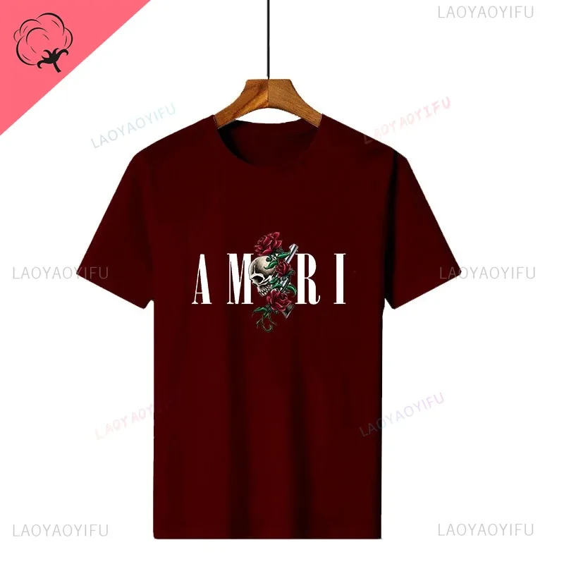 Camiseta retro Y2k de algodón suave con estampado gráfico para hombre, camisetas de lujo de diseñador de manga corta, camisetas vintage de cuello redondo, ropa de verano para hombre