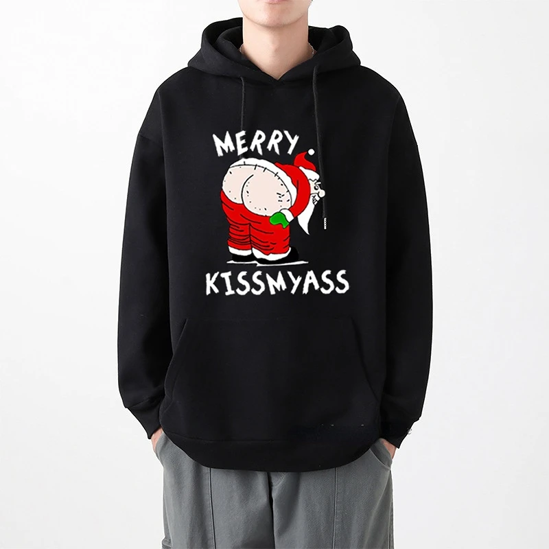 

Cute Cartoon Merry Christmas Santa Print Hoodies Casual Long Sleeve Hooded Sweatshirt Boys Girls Funny Christmas Hoody Gift