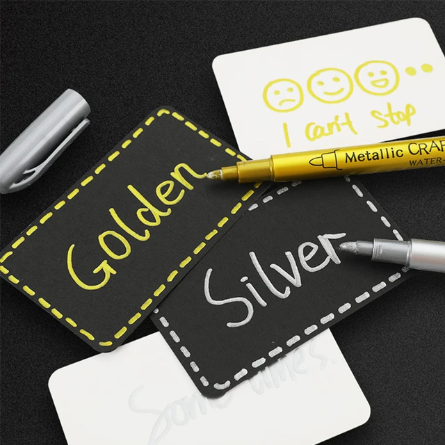 Metallic Gold Permanent Marker  Stationery Gold Silver Markers - 2pcs Gold  Silver - Aliexpress