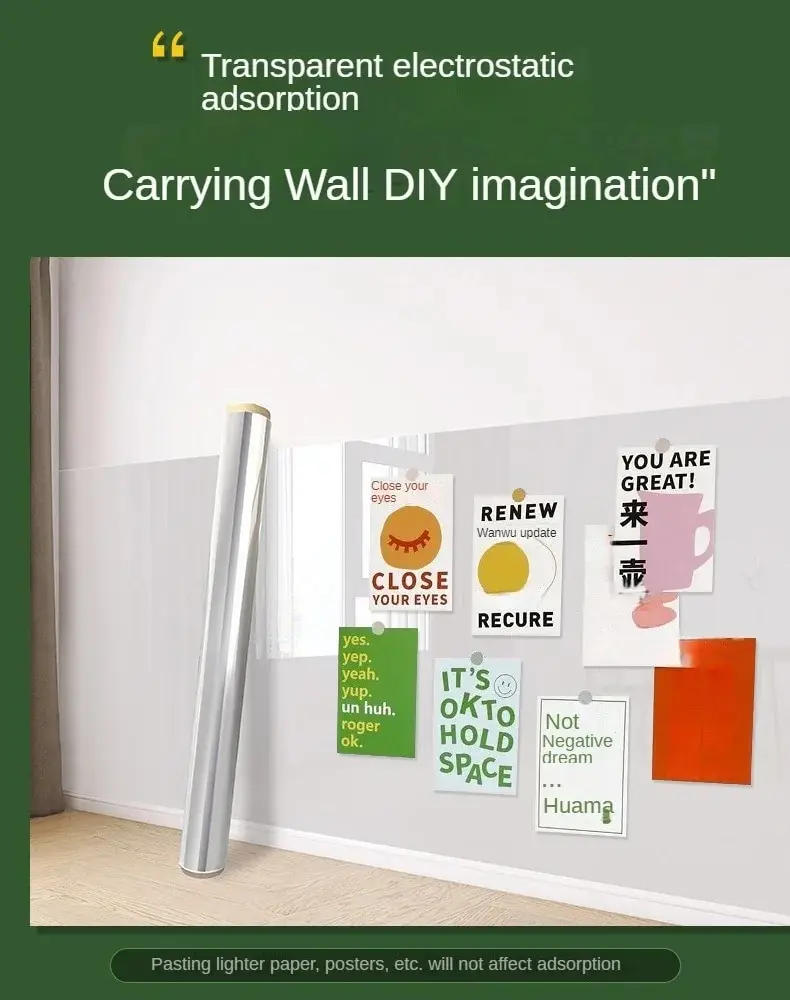 Description Picture 3 of item1.2Mx10M Kitchen Wall Wallpaper Transparent Electrostatic Protective Film Oil Proof Wall Sticker Waterproof Paper Home Decor