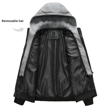 الرجال سترة جلدية دافئة الخريف الشتاء سترة واقية معطف بولي PU السائق سترة معطف مع غطاء محرك السيارة سترة غير رسمية الموضة الذكور الملابس - Image 4