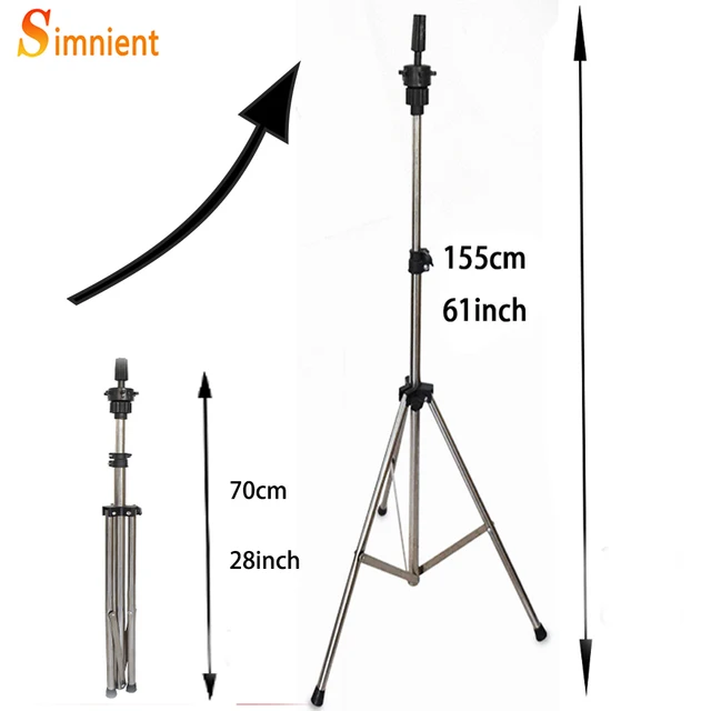 Simnient Adjustable Tripod Stand Holder Mannequin Head Tripod Hairdressing Training Head Holder Top Selling Hair Wig Stands Tool height 155cm silver