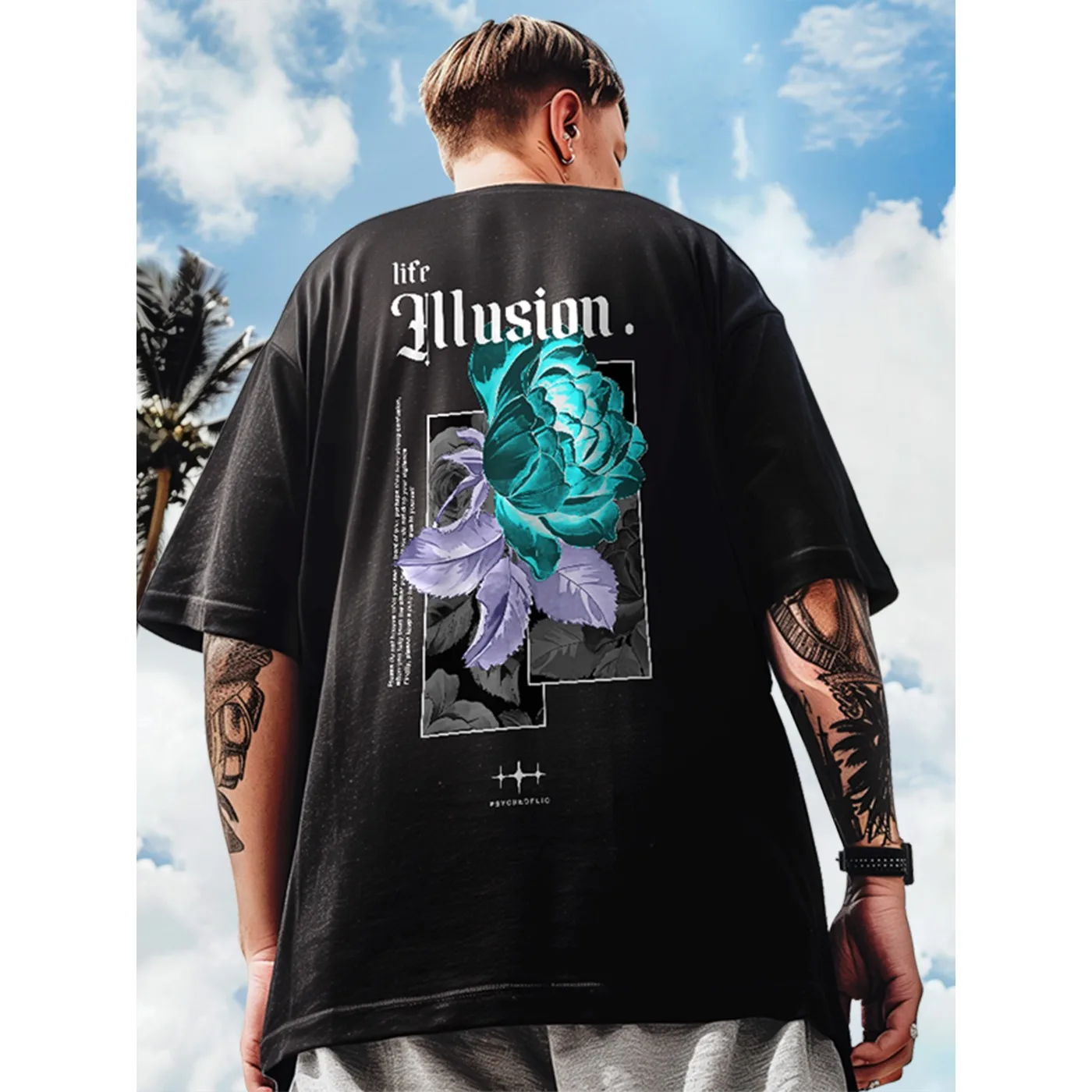 

2024 men's T-shirt, sports and leisure top, new print pattern, men's high-quality short sleeved running, 100% cotton