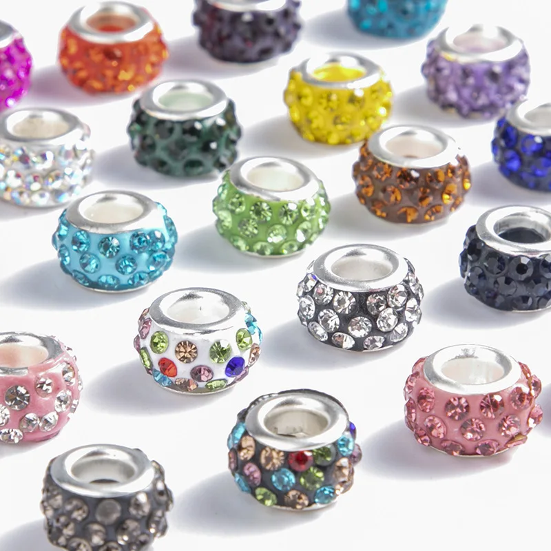 Crystal Beads 20PCS Big Hole Round Rhinestone Glass Beads for DIY Jewelry