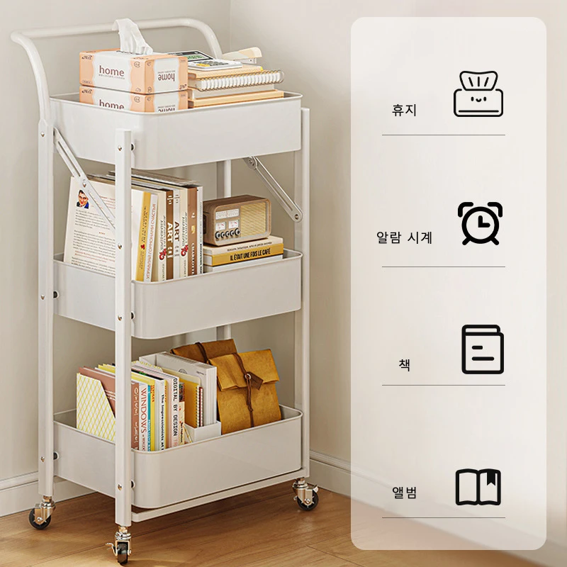 Foldable Storage Rack Small Cart Multi story Floor Kitchen Snack Toilet Mobile storage rack