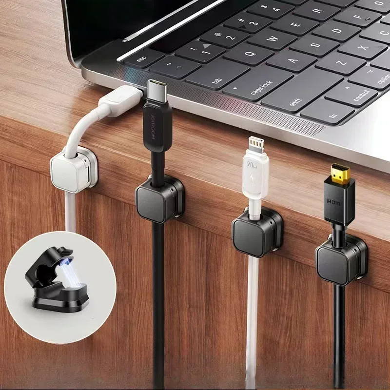 Cable Organizer Cable Clip 6pcs Magnetic Cable Organizer Wire Keeper Desktop Wall Mounted Cell Phone Data Cable Storage Fixer Clip Plug Hook
