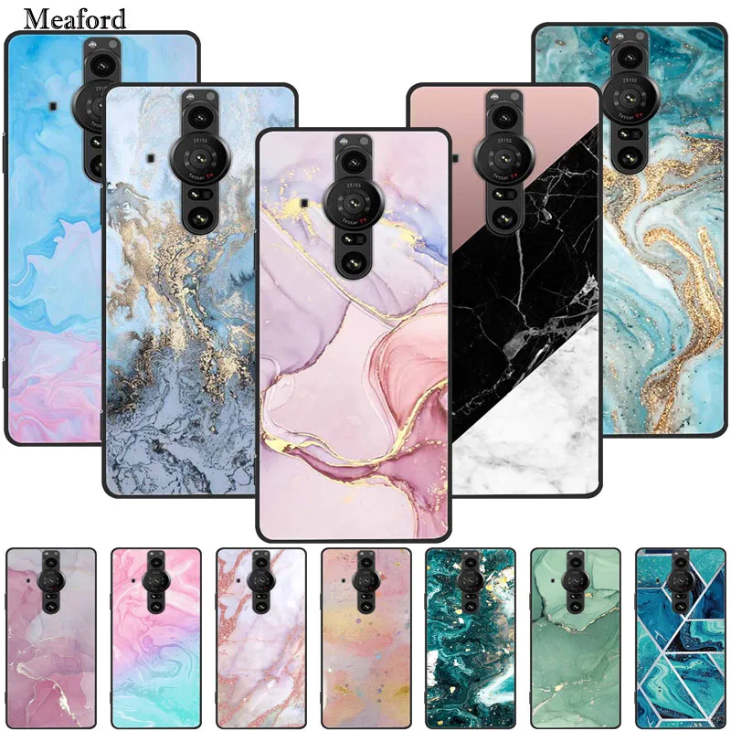 Custodia Per Sony Xperia Pro-I Marmo Silicone Tpu Cover Posteriore Morbida Per Sony Xperia Pro I Xq-Be42 Funda Paraurti Antiurto